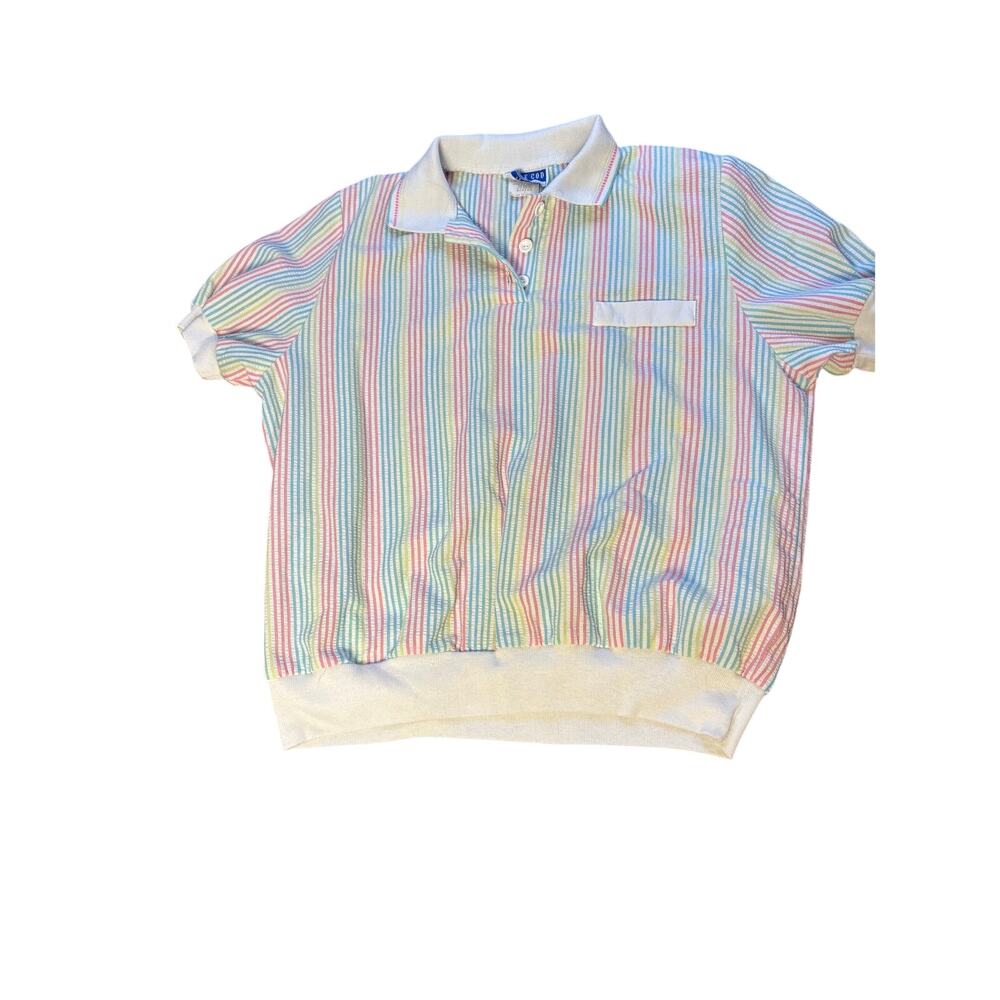 1980’s pastel seersucker Cape Cod polo